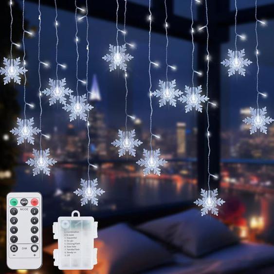 LED Rideau Lumineux de Flocon de Neige,96LED 4.2M Guirlandes Lumineuses Étanche,Parfait pour Chambre à coucher,Maison,Blanc Froid