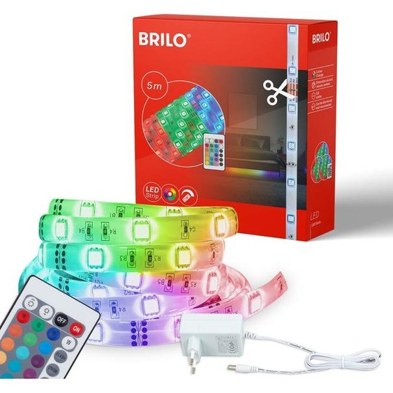 LED Stripe 5 mètres RGB Raccourcissement individuel 24W blanc plastique Briloner