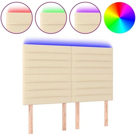 Tête de lit à LED Crème 144x5x118/128 cm Tissu