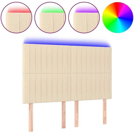 Tête de lit à LED Crème 144x5x118/128 cm Tissu
