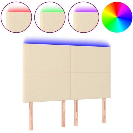 Tête de lit à LED Crème 144x5x118/128 cm Tissu