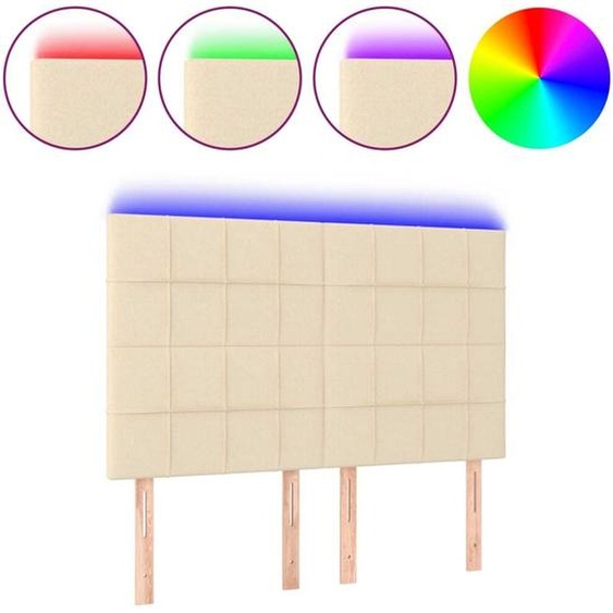 Tête de lit à LED Crème 144x5x118/128 cm Tissu