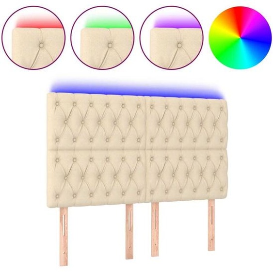 Tête de lit à LED Crème 144x7x118/128 cm Tissu