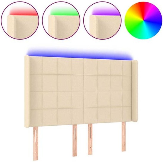 Tête de lit à LED Crème 147x16x118/128 cm Tissu