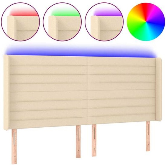 Tête de lit à LED Crème 163x16x118/128 cm Tissu