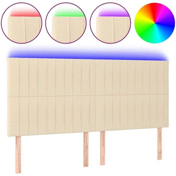 Tête de lit à LED Crème 200x5x118/128 cm Tissu