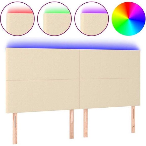 Tête de lit à LED Crème 200x5x118/128 cm Tissu