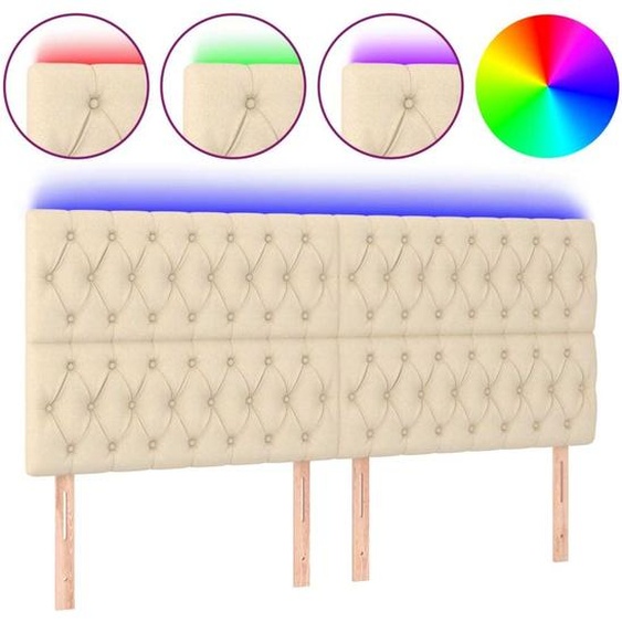 Tête de lit à LED Crème 200x7x118/128 cm Tissu