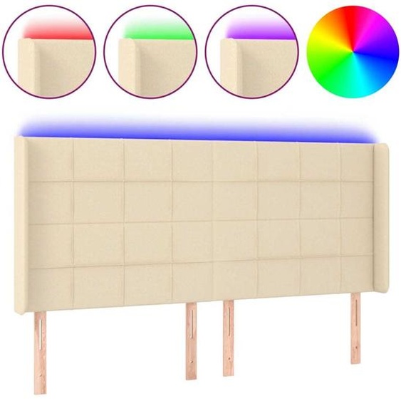Tête de lit à LED Crème 203x16x118/128 cm Tissu