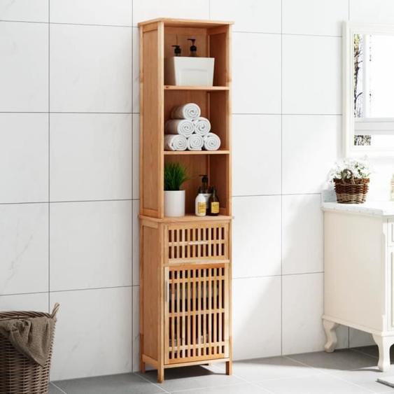 Armoire de salle de bain - ALOMEJOR - ALO7334380421395 - Bois massif de noyer - 42x29x182 cm - Contemporain