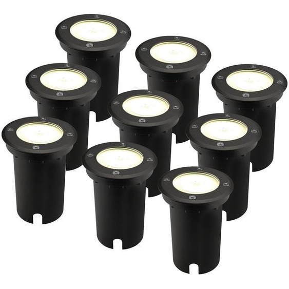 Ledvion Lot de 9 Spot LED Encastrable Exterieur IP67 3W 4000K GU10 noir