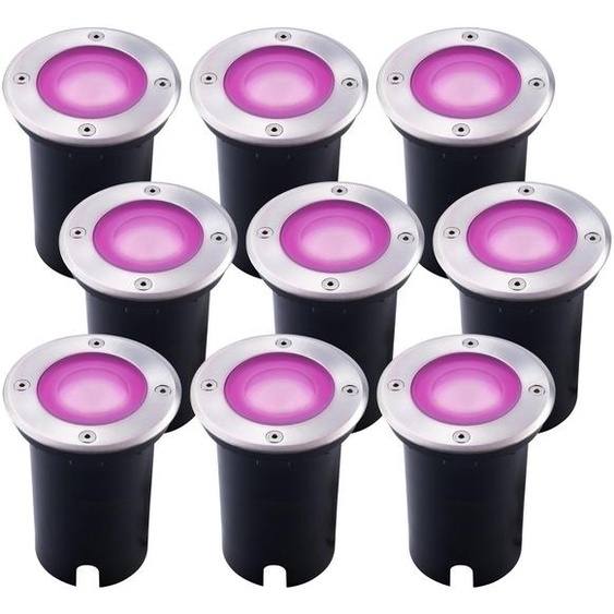 Ledvion Lot de 9 Spot LED Encastrable Exterieur IP67 4.9W GU10 RGB 1m rond