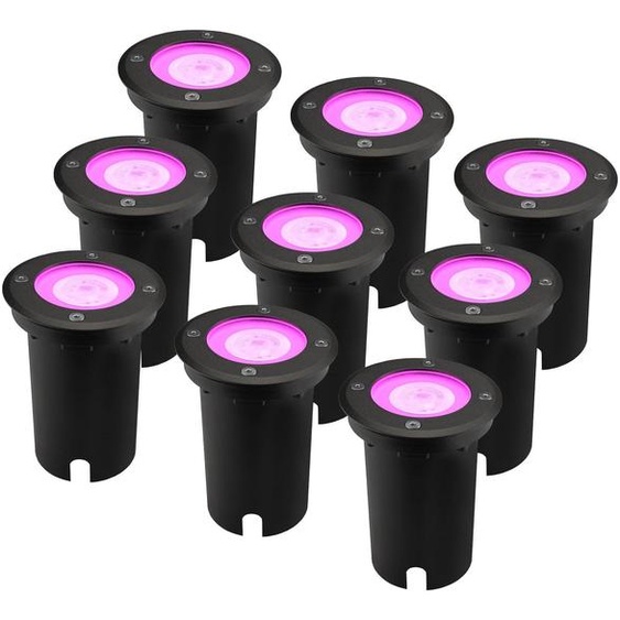 Ledvion Lot de 9 Spot LED Encastrable Exterieur IP67 4.9W GU10 RGB noir