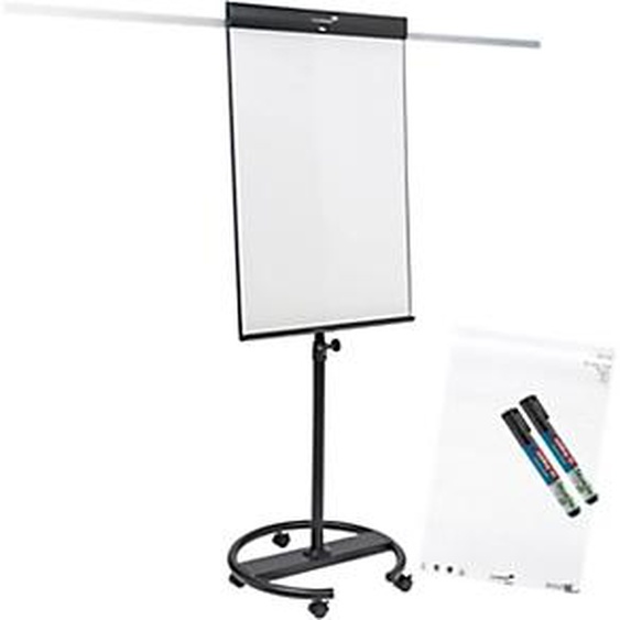Legamaster Pack Chevalet de conférence mobile Universal - Base ronde - 175 x 68cm avec bloc papier et 2 marqueurs