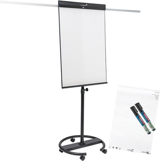 Legamaster Pack Chevalet de conférence mobile Universal - Base ronde - 175 x 68cm avec bloc papier et 2 marqueurs