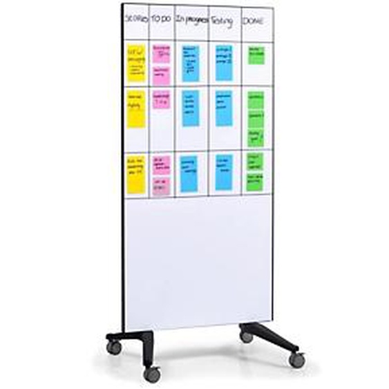Legamaster Tableau en verre mobile - Surface magnétique - L.90 x H.175 cm