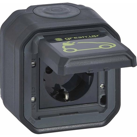 Legrand FR, AP, GreenUp, prise de courant avec terre, S L, EB, IP44, IK08, anthracite, 1 pièce.