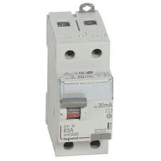 Interrupteur différentiel DX³-ID arrivée haute et départ bas à vis - 2P 230V~ 63A typeAC 30mA - 2 modules