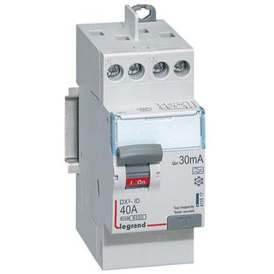 Interrupteur différentiel DX³-ID arrivée haute et départ haut à vis - 2P 230V 40A typeA 30mA - 2 modules