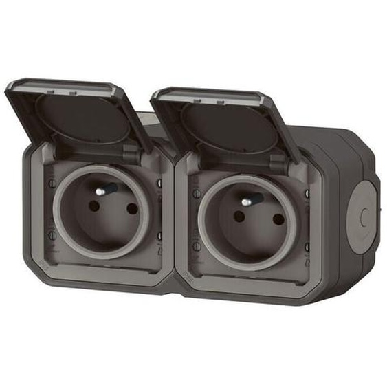 Legrand - Prise de courant 2x2P+T horizontale Plexo complet saillie anthracite (069788L)