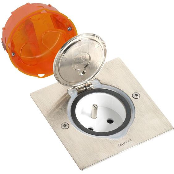 Legrand - Prise de sol inox étanche IP44 avec clapet de protection + boite à encastrer