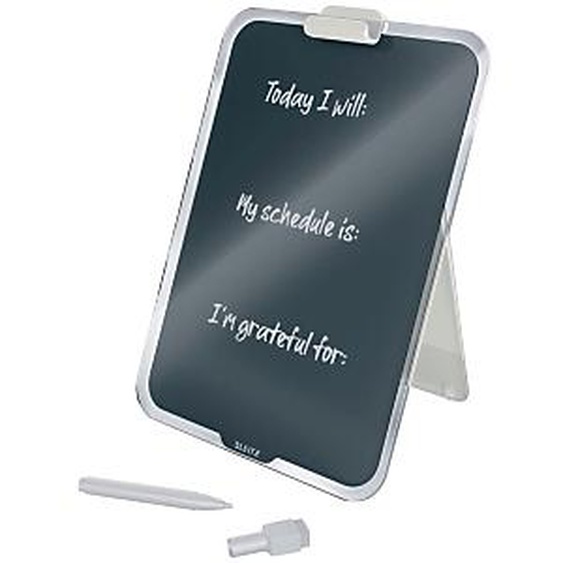 Leitz Chevalet de bureau Cosy effaçable en verre à poser format A4 - Gris