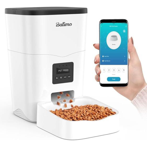 Leon 3L 2.4G WiFi Distributeur Croquettes Chat Automatique avec Minuterie et télécommande app Max.10 Repas/Jour - Balimo