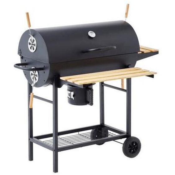 Les Tendances - Barbecue a charbon mike - 2 grilles acier chromé - Surface de cuisson : 71 x 35 cm - Noir