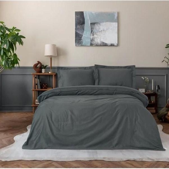 LEssentiel Linge de Maison, Elegant - Anthracite, Anthracite, ensemble housse de couette en satin King (FR), 100 % satin de coton, 240 x 220 cm