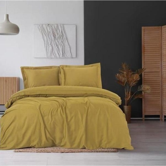 LEssentiel Linge de Maison, Elegant - Mustard, moutarde, ensemble housse de couette en satin King (FR), 100 % satin de coton, 240 x 220 cm