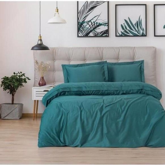 LEssentiel Linge de Maison, Elegant - pétrole, bleu pétrole, ensemble housse de couette en satin King (FR), 100 % satin de coton, 240 x 220 cm