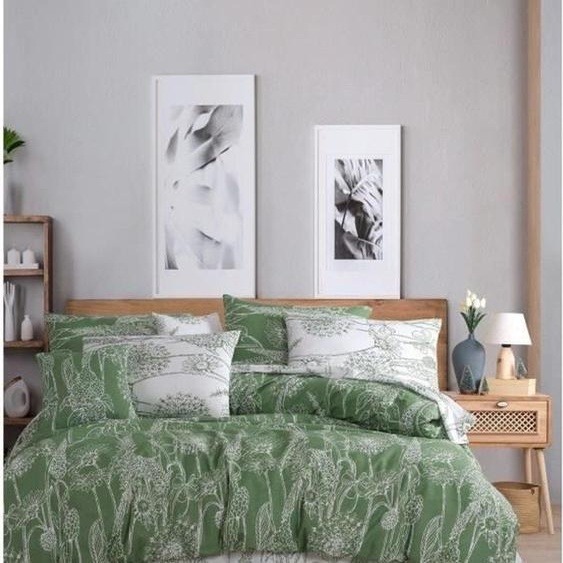 LEssentiel Linge de Maison, Lara - Green, Ensemble housse de couette Ranforce king-size (FR), Vert, 100 % COTON RANFORCE, 240 x 220 cm