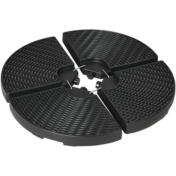 Lests pour parasols et pieds de parasol - Lot de 4 - Disques remplissables - Jusquà 68 kg de sable ou 52 L deau - Noir