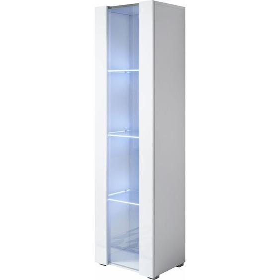 Lettiemobili - Vitrine avec pieds 2 cm avec led 1 porte Meuble de Rangement avec pieds 40 x 167 x 29cm 4 compartiments Modèle Luke V5 Blanc Finition