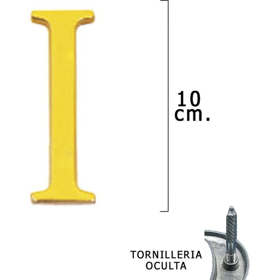 Lettre en laiton I 10 cm. avec vis cachées (1 pièce blister)