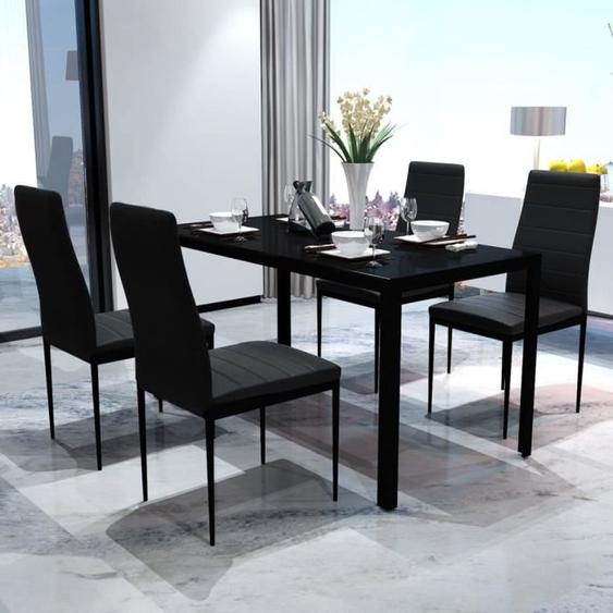 LEXLIFE Ensemble de Table à Manger avez 4 Chaises - 1 Table 105 x 60 x 74 cm et 4 Chaises 43 x 50 x 96 cm - Noir