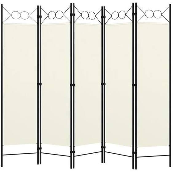 LEXLIFE Paravent Séparation de pièces 5 panneaux Pliable en tissu - Déco Blanc - 200 x 180 cm