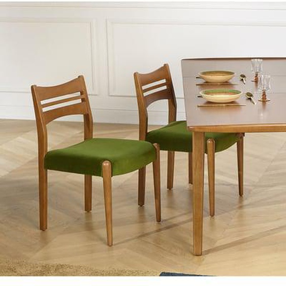 Lot de 2 chaises en hévéa et velours LIAM