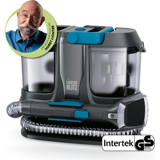 Nettoyeur de meubles et de tapis Lichterblitz, 400W, gris/bleu. Compact, avec réservoirs pour leau propre et leau usée