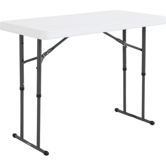 Lifetime 80160 Table de desserte de bureau, réglable en hauteur, pliable, 4 pieds (1,2 m), blanc granit