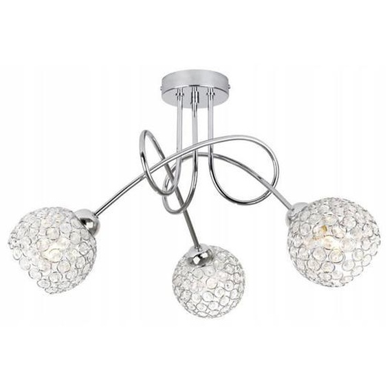 Light-Home Abat Jour Suspension Luminaire Industriel Crystal - Moderne Abat Jour Plafond - en Metal et Verre - À 3 Lumières- Chrome