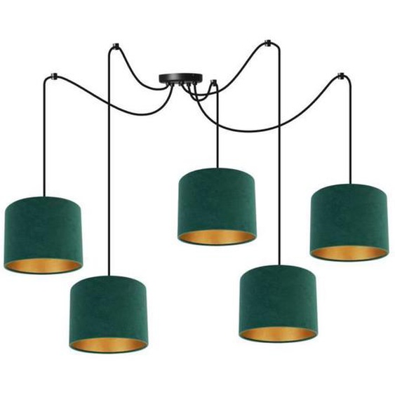 Light-Home Milan SpiderSuspension Luminaire Lustre Araignée - Matériel - À 5 Lumières - Vert et Or