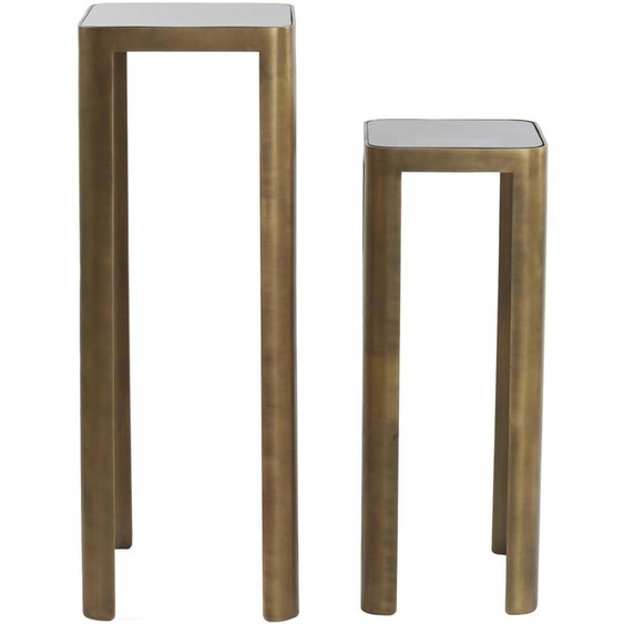 Light & Living ensemble de 2 colonnes OXE en bronze ancien et verre fumé – 30x30x80+35x35x100 cm
