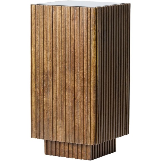 Light & Living GATURA Colonne en bois foncé avec verre brun – 30x30x60 cm