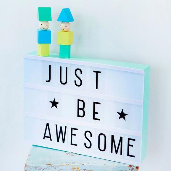 LIGHTBOX A4-Boite lumineuse LED Blanc + 85 lettres et symboles H21cm menthe A Little Lovely Company