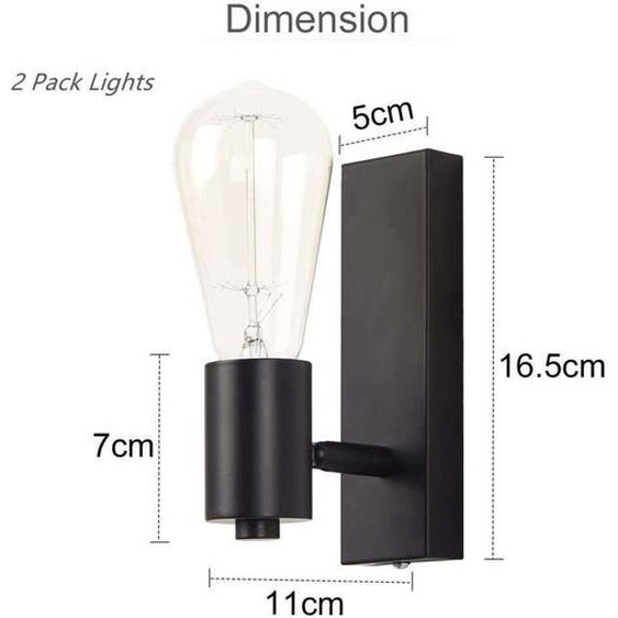 Lightess 2PCS Applique Murale Intérieure Industrielle - Spot Mural Design Rétro, Orientation Réglable. E27 (sans ampoule) [Classe