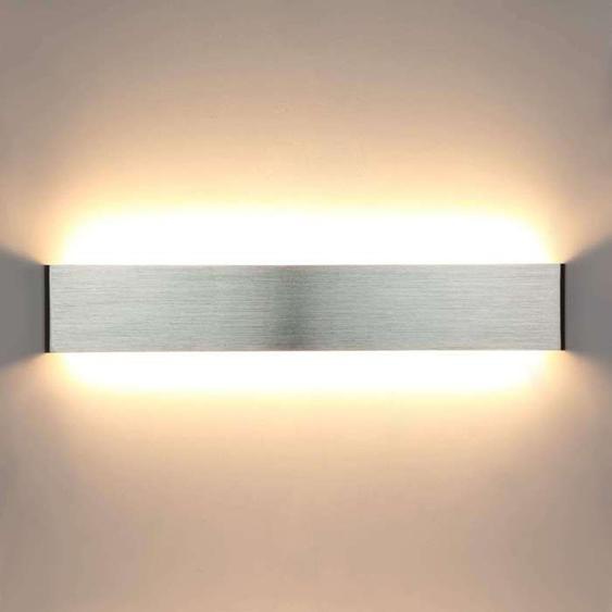 Lightess Applique Murale Intérieure LED 20W 50cm - Luminaire Mural Moderne IP44. Argent Brossé, Blanc Chaud [Classe G]