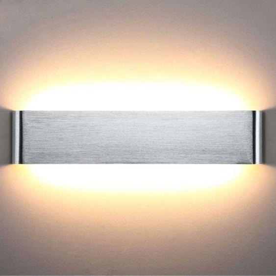 Lightess Applique Murale LED 18W 40cm pour Chambre Enfant, Salon, Escalier, Couloir, Salle de Bain, Hôtel. Argent Brossé Blanc