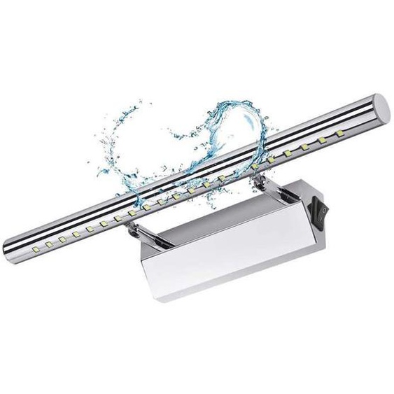 Lightess Lampe Salle de Bain Mirroir LED 5W 40cm - Applique Murale Étanche IP44, Réglable 180°, Interrupteur en Acier Inoxydable.