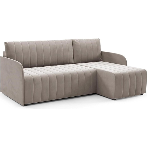 LIKMA Canapé d’angle Otto SLIM 208x145 cm Beige Convertible Couchage 200x140 cm Coffre de Rangement Canapé 3 Places Compact